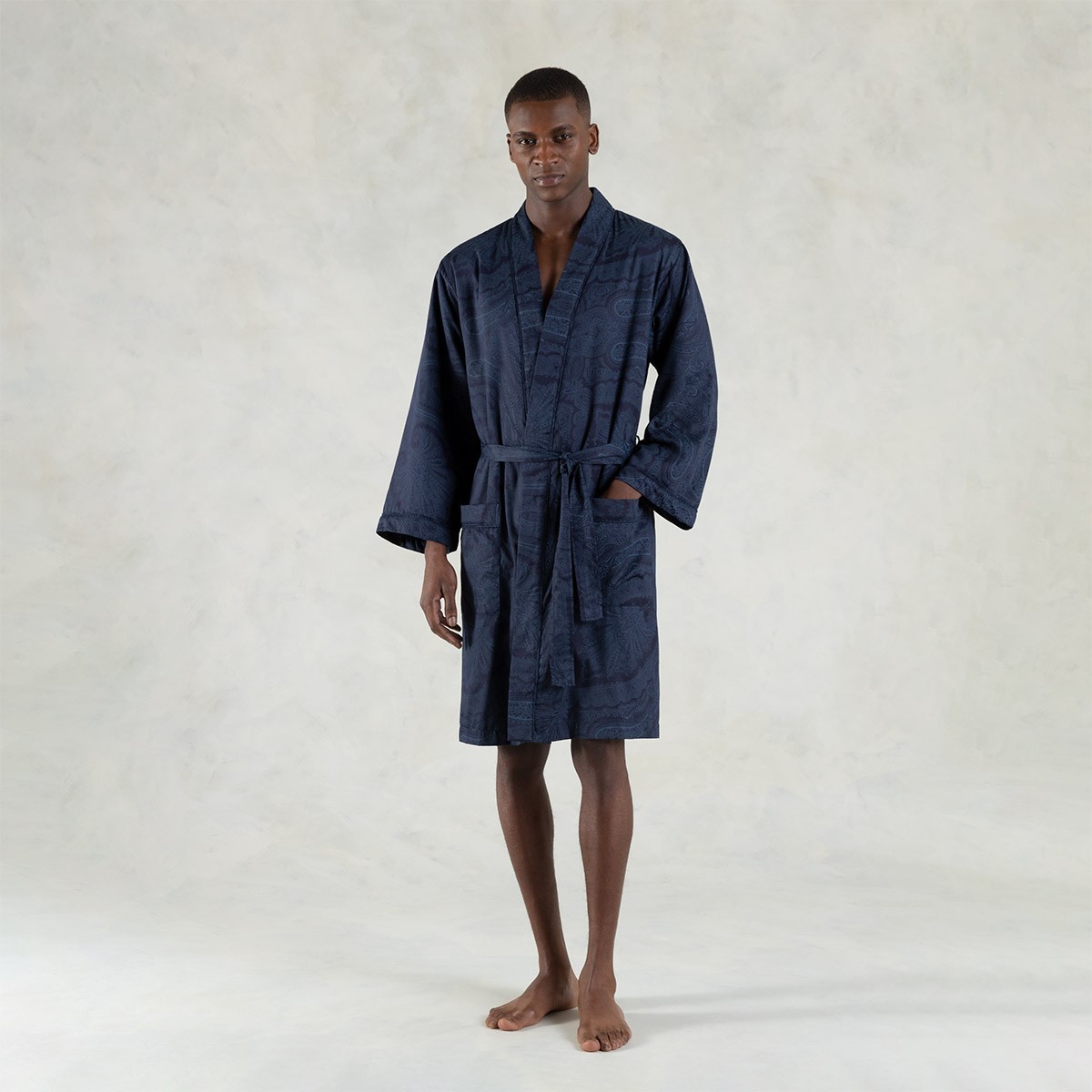 Robe em algodão Doncaster Azul Marinho, L imagem