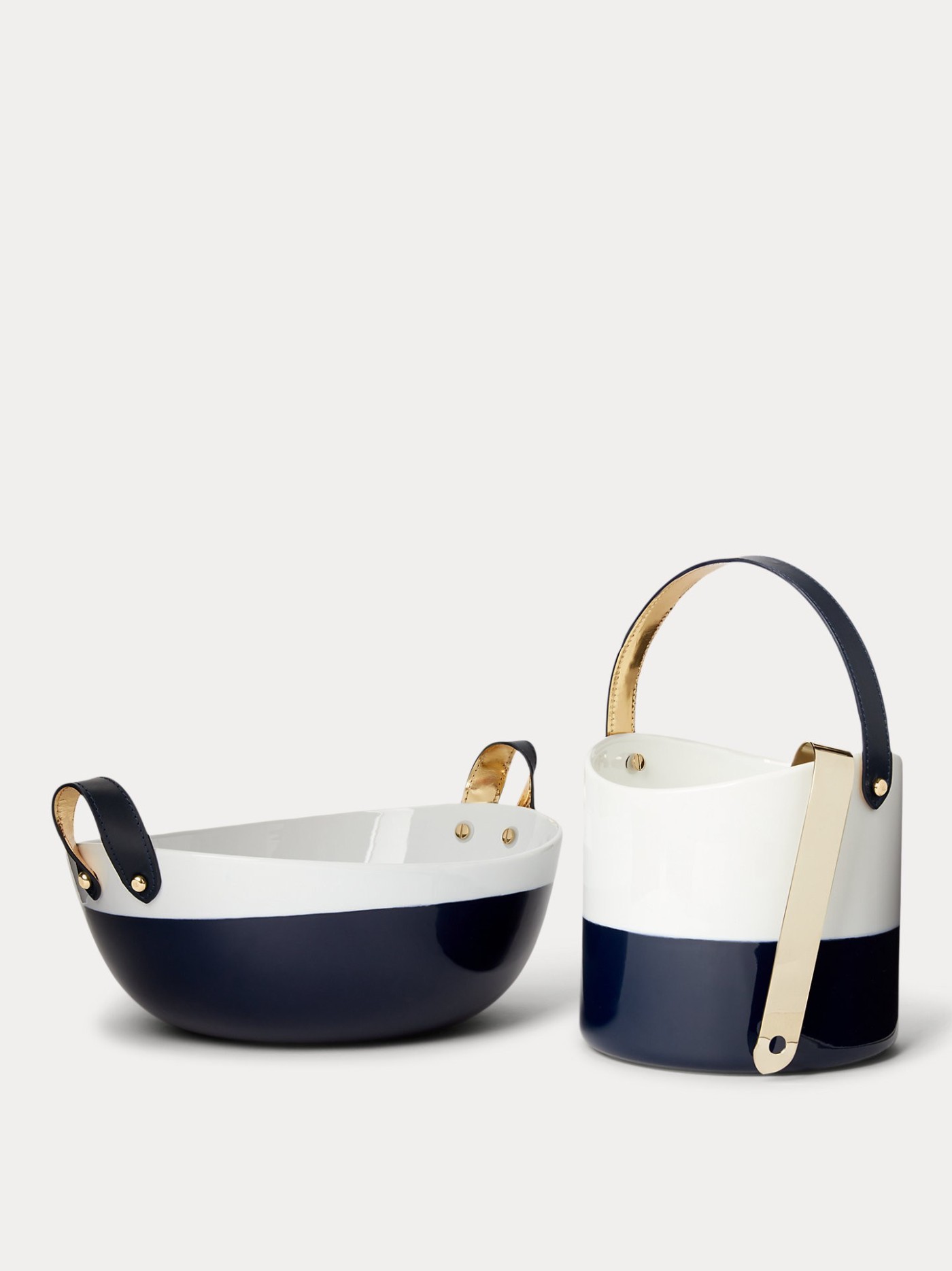 Balde gelo porcelana azul marinho e branco Wyatt imagem 2