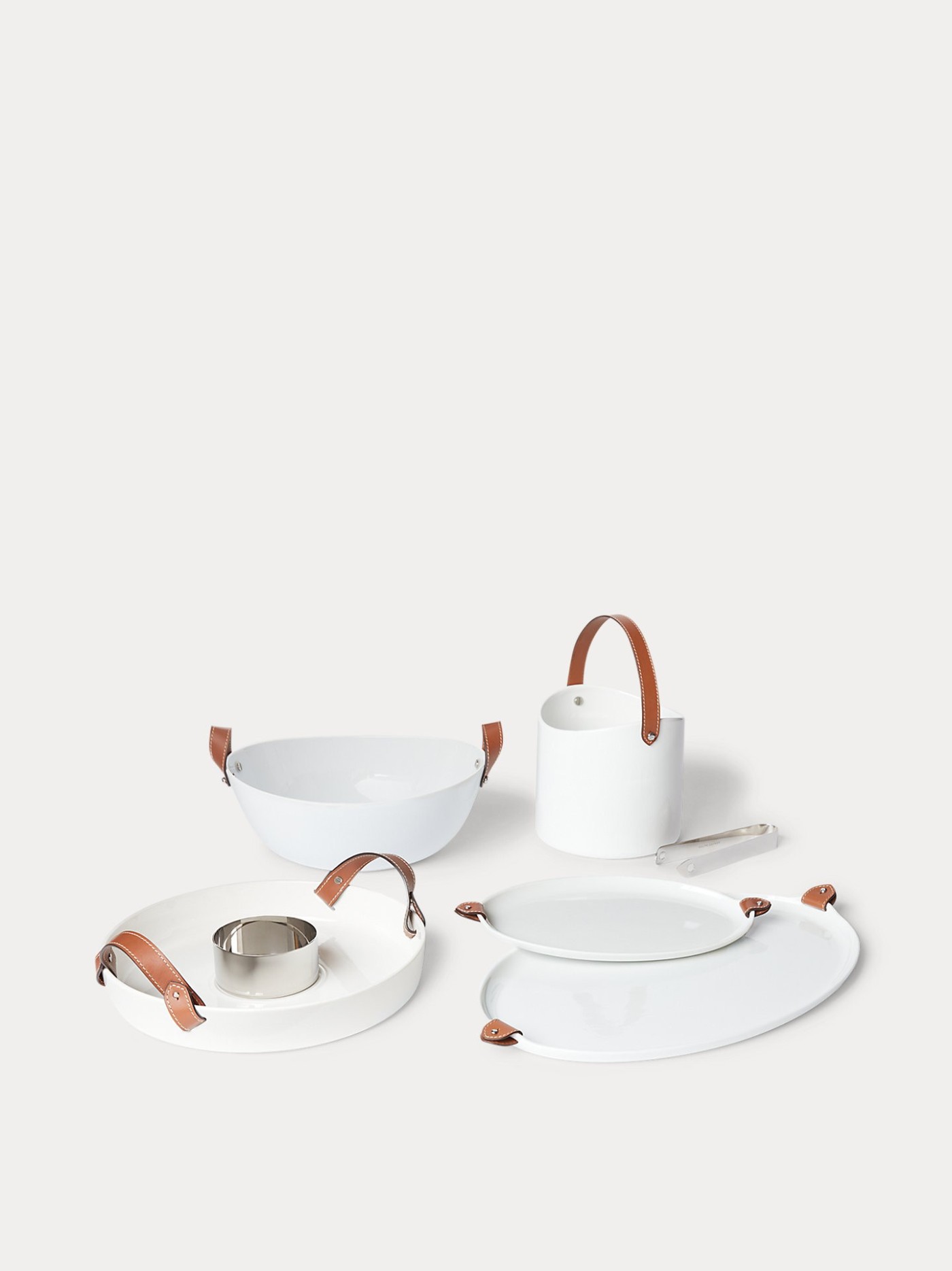 Saladeira de porcelana pele e branco Wyatt imagem 3