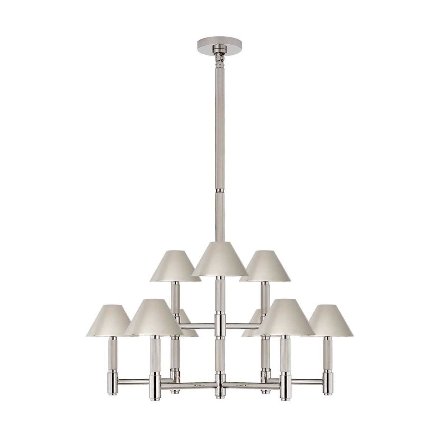 Barrett Medium Knurled Chandelier with Shades (PN)