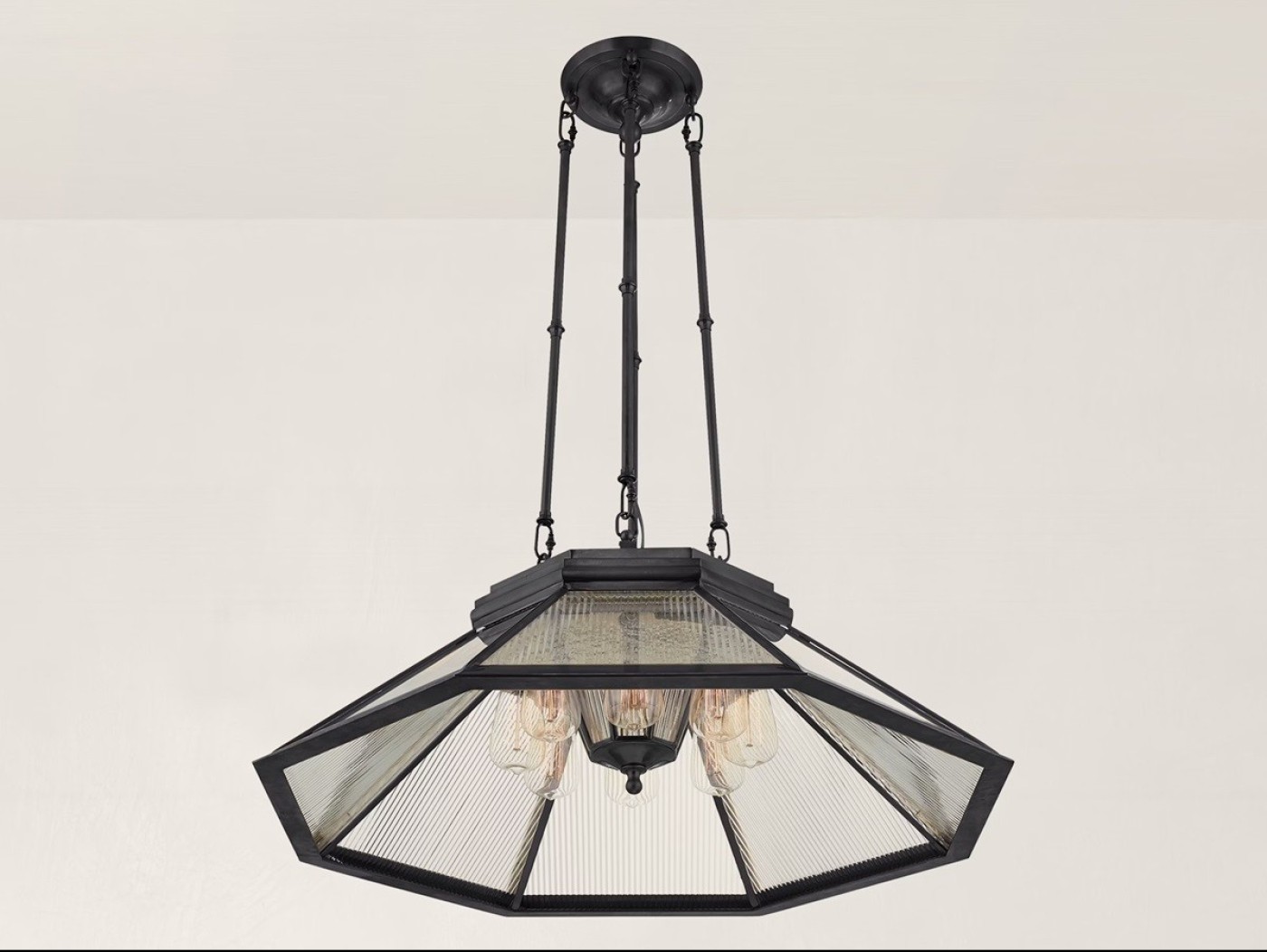 Rivington Medium Chandelier with Clear Ribbed Glass (BRZ) image 2